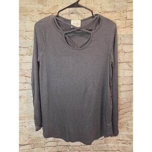 Ella Mara Womens Dress Shirt Dark Gray Size Large Long Sleeve